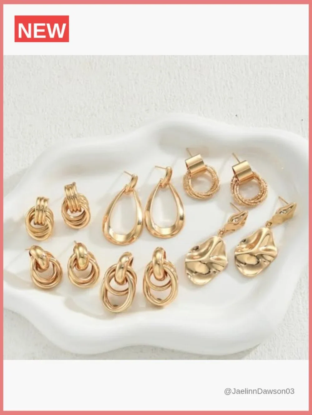 6 Pairs Chunky Gold Knot Earrings Set Trendy Drop Dangle Lightweight